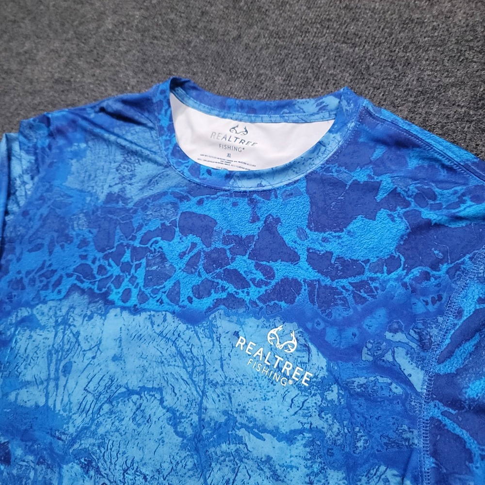 Realtree Men Fishing Shirt XL Blue Camo Long Sleeve Performance
